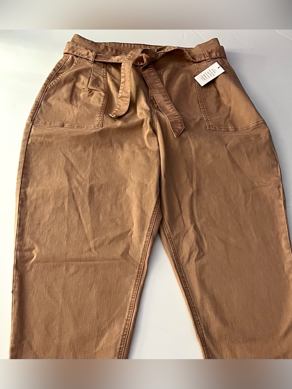 NWT Eloquii Viola Fit Paperbag Waist Utility Pants 18V Tan Brown Plus Size